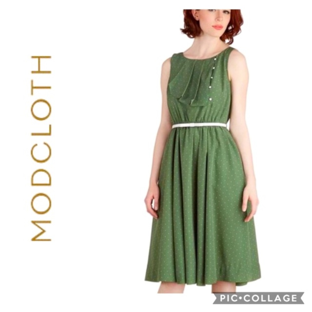 ModCloth Myrtlewood Very Sage Advice Dress Medium - Picture 1 of 15